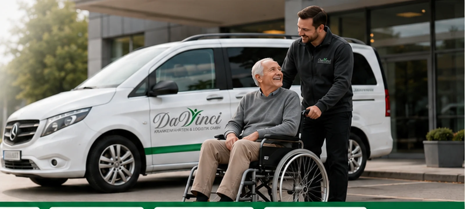 DaVinci Krankenfahrdienst in Duisburg mit Fahrgast und Fahrzeug